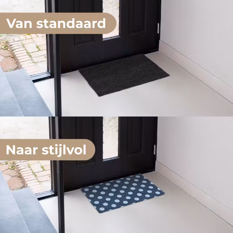Klassiek - Dots - Blauw Deurmat klein 898 -voor-na_NL