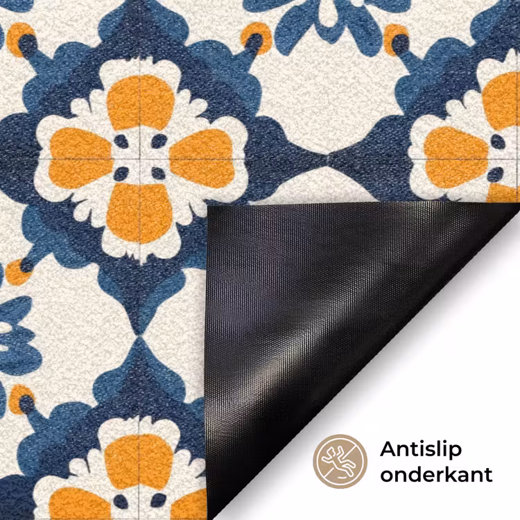 Klassiek - Geometrisch - Blauw Deurmat klein 898 -antislip_NL
