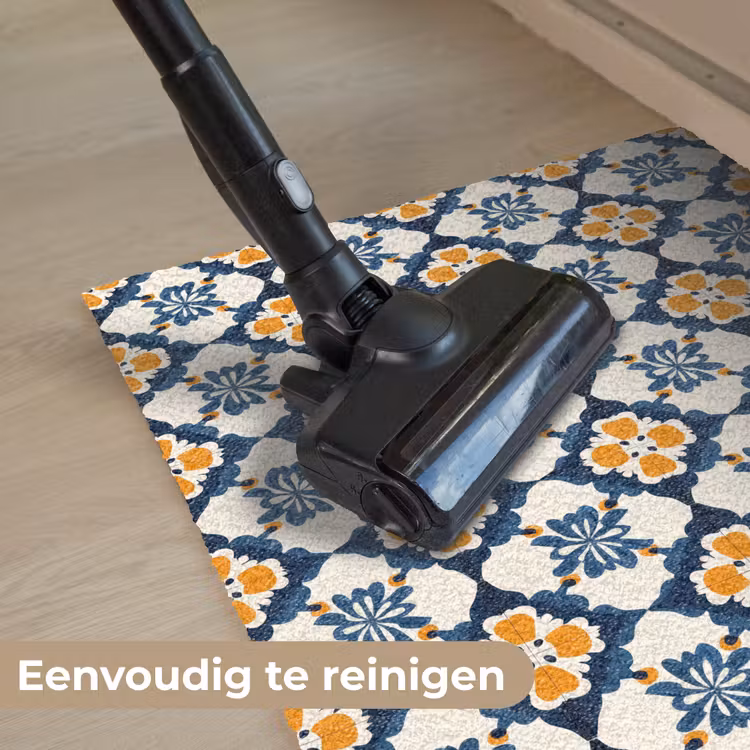 Klassiek - Geometrisch - Blauw Deurmat klein 898 -reinigen_NL
