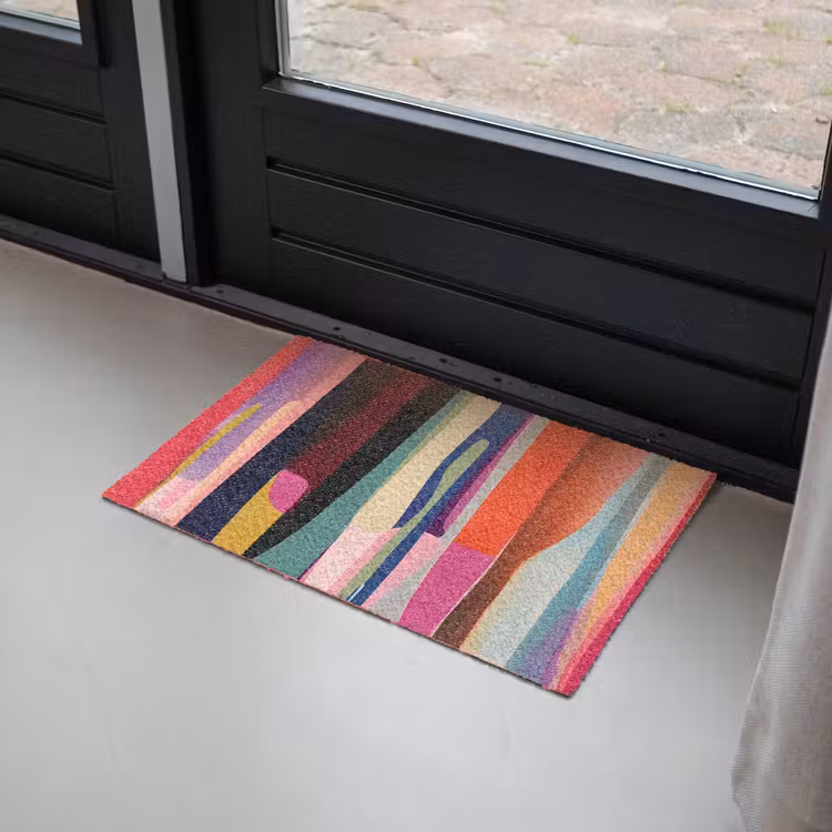 Kleurbanen - Verticaal - Kleurrijk Deurmat klein -sfeer2