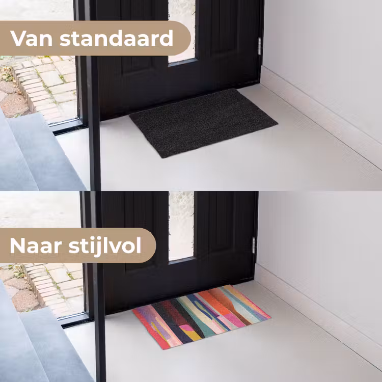 Kleurbanen - Verticaal - Kleurrijk Deurmat klein -voor-na_NL