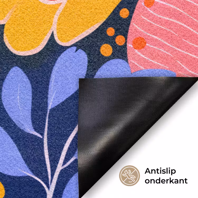 Kleurrijk - Bloemen - Abstract - Stippen Deurmat klein -antislip_NL
