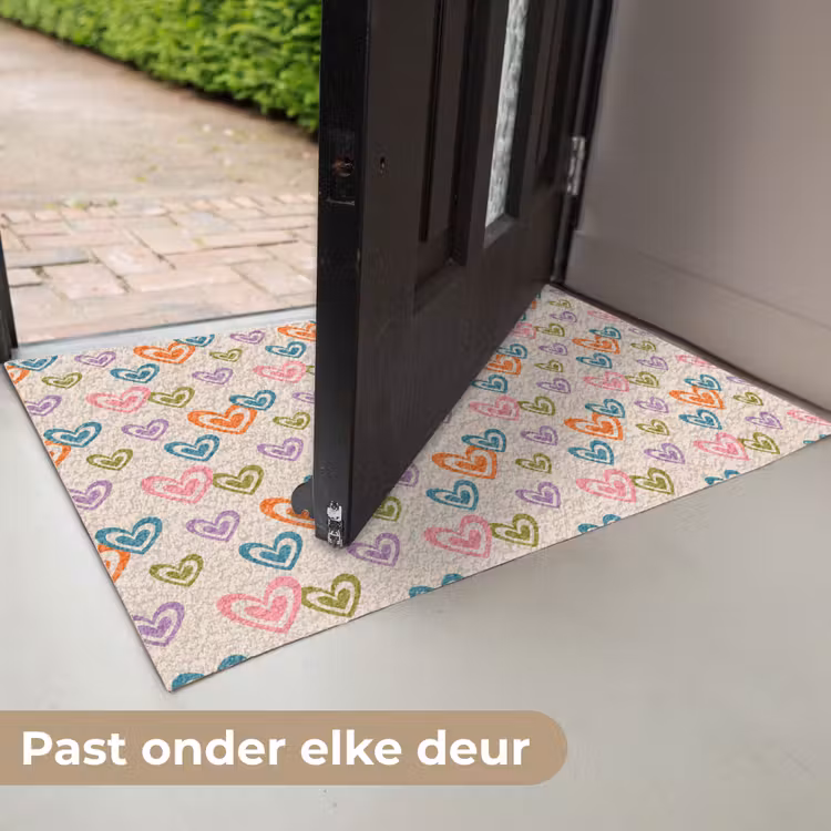 Kleurrijk - Hartjes - Patroon - Beige Deurmat klein 898 -USP_NL
