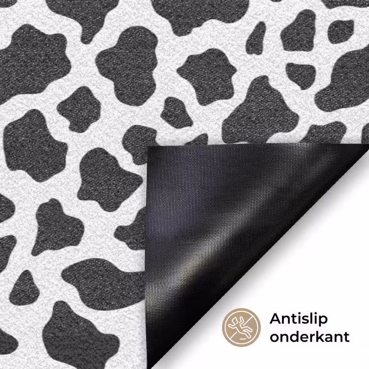 Koe - Vlekken - Patroon - Zwart Deurmat klein 898 -antislip_NL