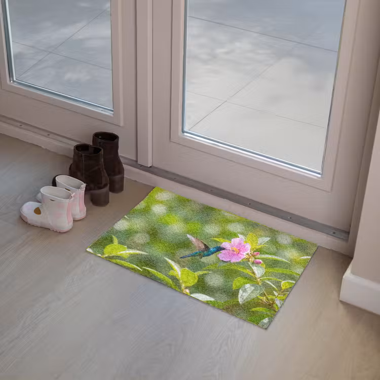 Kolibrie - Bloem - Natuur - Groen Deurmat klein -sfeer3