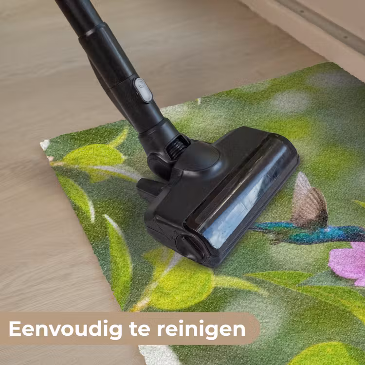 Kolibrie - Bloem - Natuur - Groen Deurmat klein -reinigen_NL
