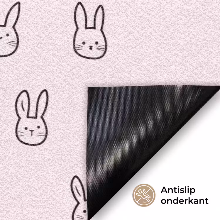 Konijnen - Minimalistisch - Roze Deurmat klein 898 -antislip_NL