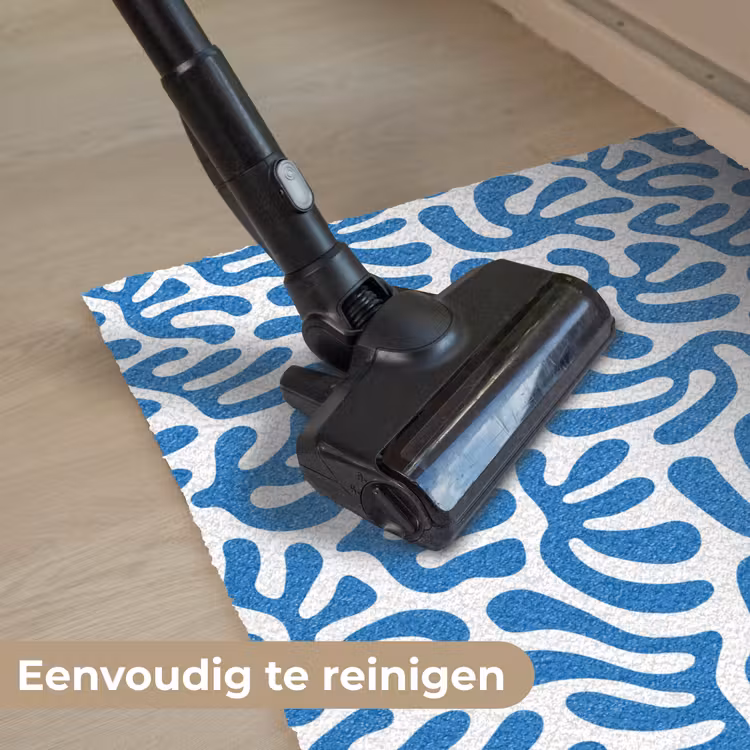 Koraal patroon - Wit - Blauw - Zomer Deurmat klein -reinigen_NL