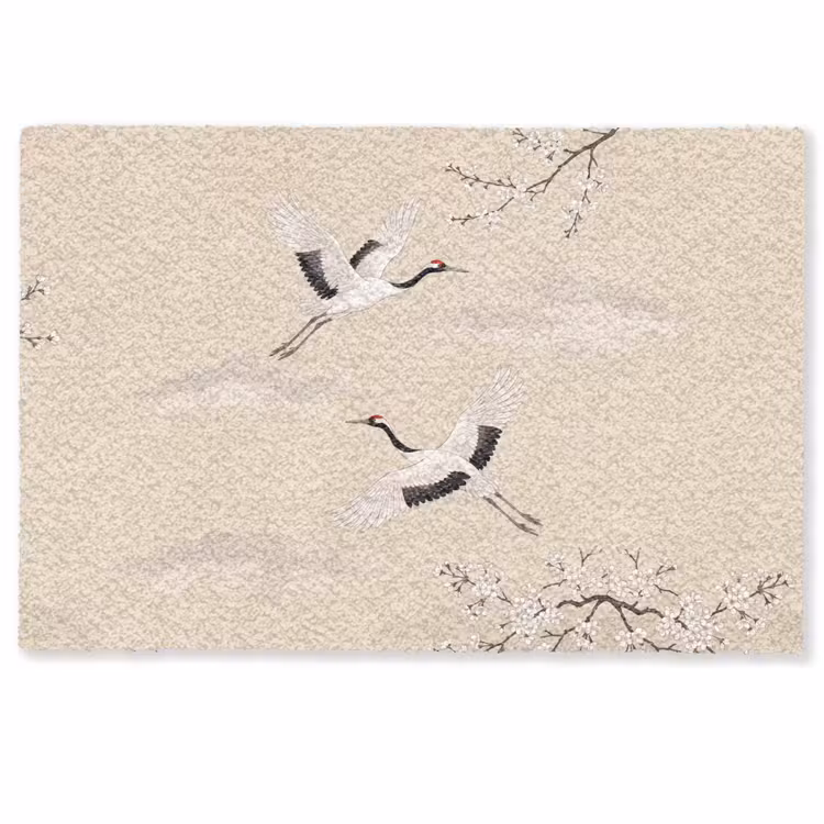 Kraanvogels - Bloesem - Beige Deurmat klein -zkaufland3d