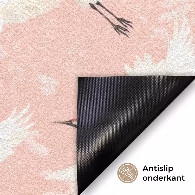 Kraanvogels - Bloesem - Roze Deurmat klein 898 -antislip_NL
