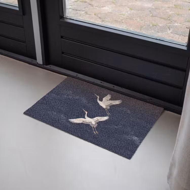 Kraanvogels - Nachthemel - Blauw Deurmat klein -sfeer2