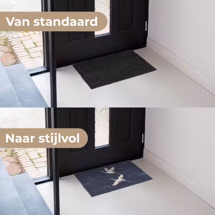 Kraanvogels - Nachthemel - Blauw Deurmat klein -voor-na_NL