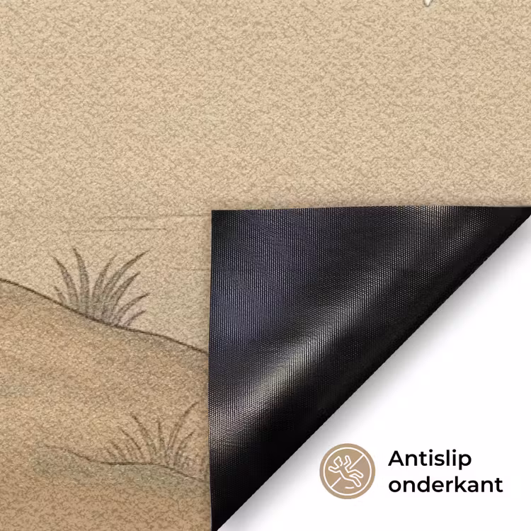 Kraanvogels - Water - Beige Deurmat klein -antislip_NL