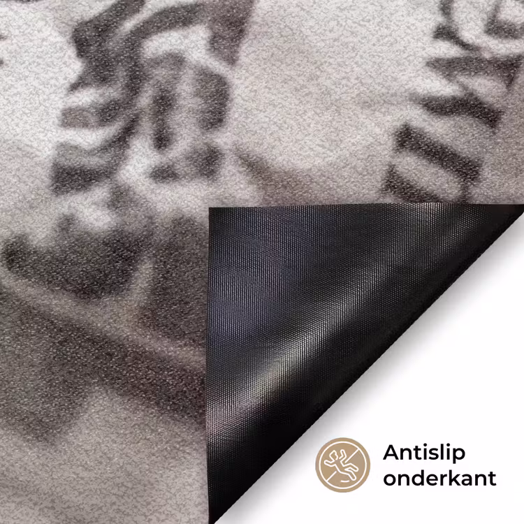 Krant - Gekreukeld - Textuur - Vintage - Zwart-wit Deurmat klein -antislip_NL