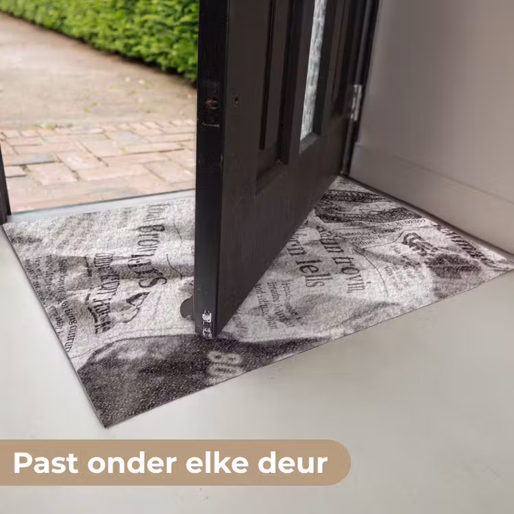 Krant - Gekreukeld - Textuur - Vintage - Zwart-wit Deurmat klein -USP_NL
