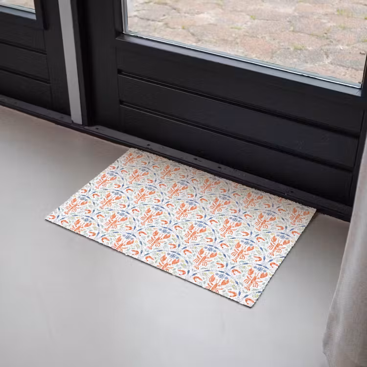 Kreeft - Patroon - Blauw Deurmat klein 898 -sfeer2
