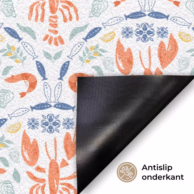 Kreeft - Patroon - Blauw Deurmat klein 898 -antislip_NL