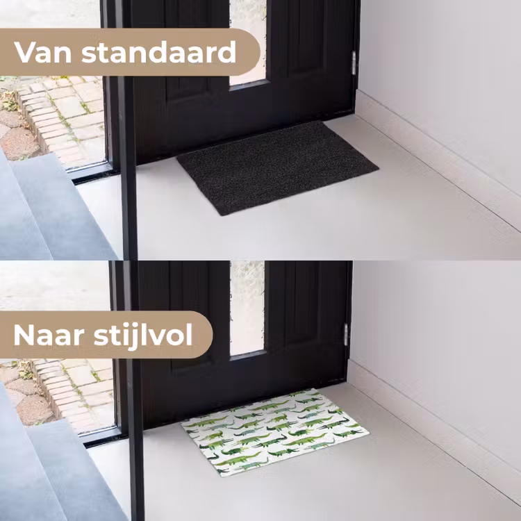 krokodillen - Speels - Groen Deurmat klein 898 -voor-na_NL
