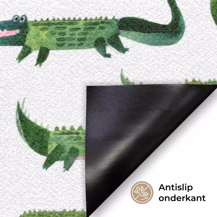 krokodillen - Speels - Groen Deurmat klein 898 -antislip_NL