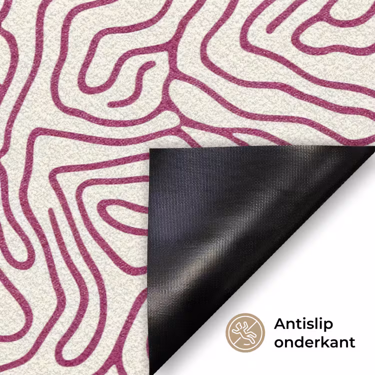 Kronkelende lijn - Magenta - Crème Deurmat klein 898 -antislip_NL
