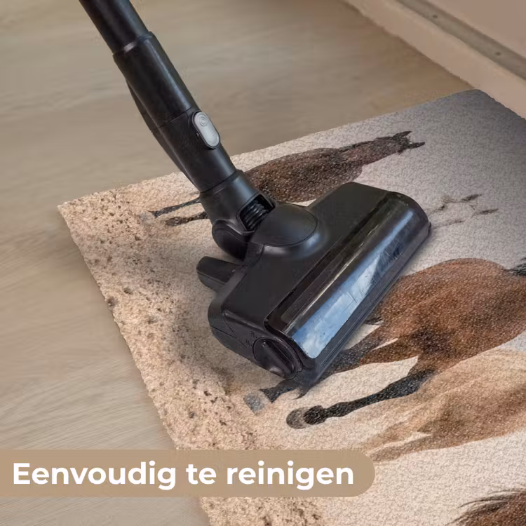 Kudde paarden - Stofwolk - Bruin - Zwart Deurmat klein -reinigen_NL