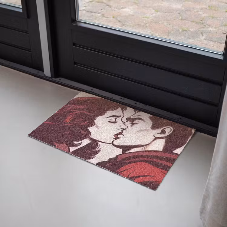 Kussen - Personen - Retro - Bordeaux Deurmat klein -sfeer2