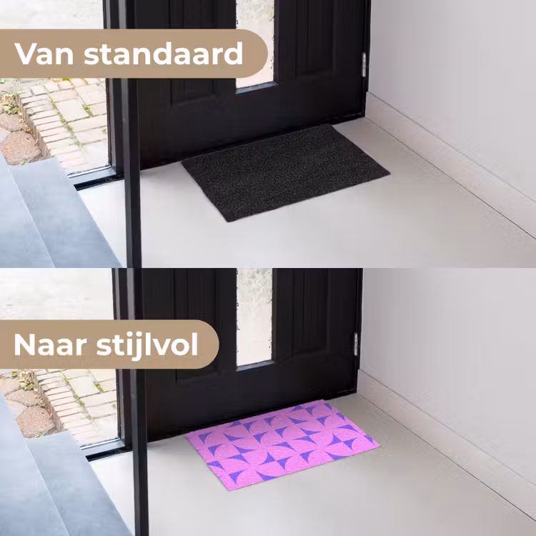 Kwadranten - Paars - Roze - Vierkanten Deurmat klein 898 -voor-na_NL