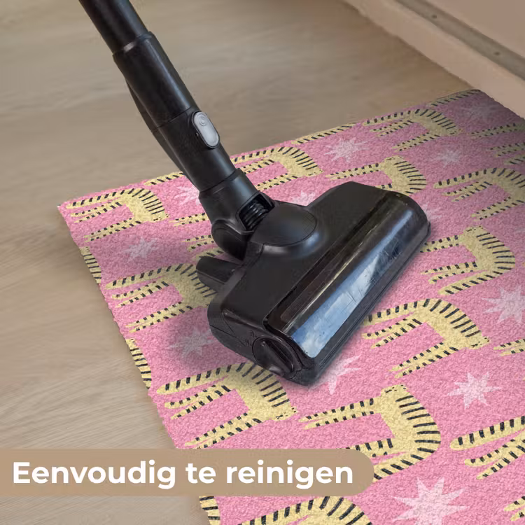 Langbenige -Tijgerkatten - Roze - Sterren Deurmat klein 898 -reinigen_NL