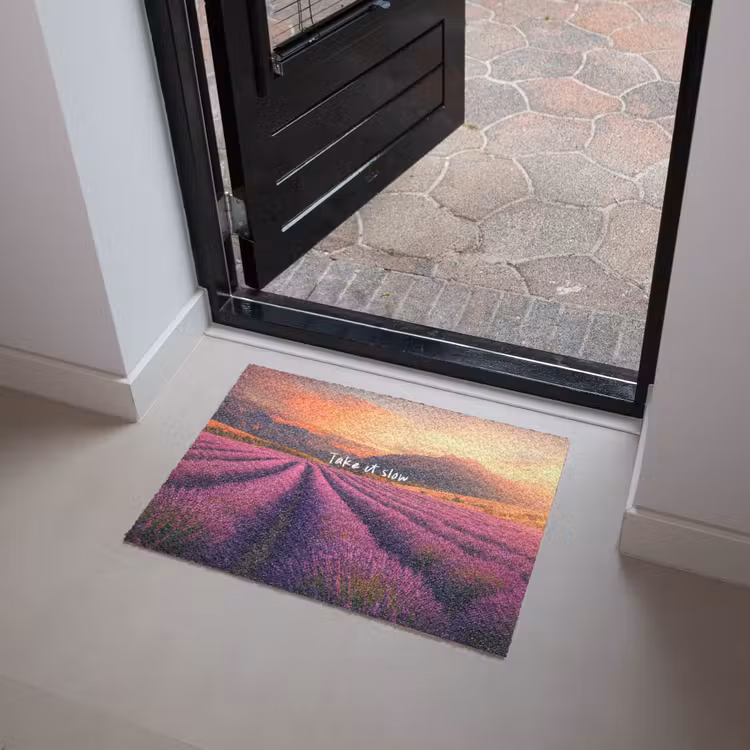 Lavendelveld - Quote - Zonsondergang Deurmat klein -sfeer5