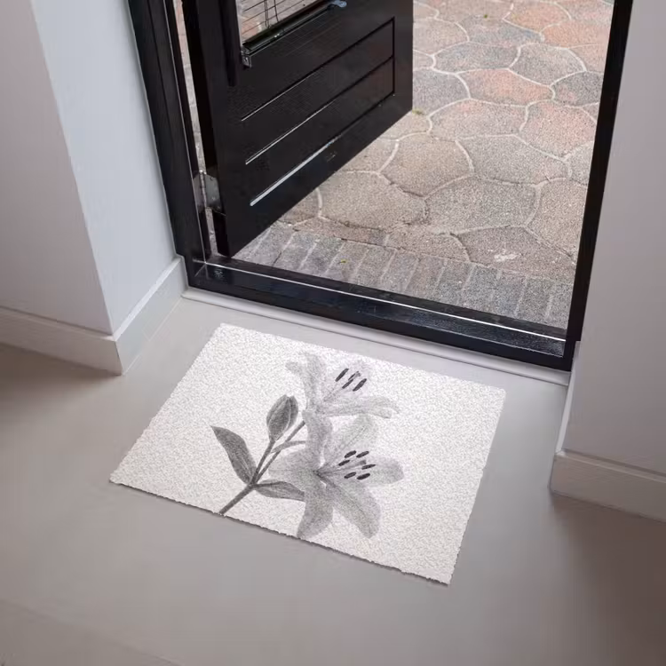 Lelies - Elegant - Zwart - Wit Deurmat klein -sfeer5