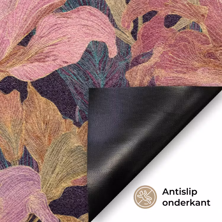 Lelies - Patroon - Roze - Goud Deurmat klein 898 -antislip_NL