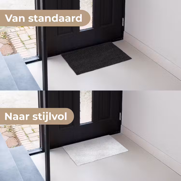 Lichtgrijs - Betonstructuur - Subtiel Deurmat klein 898 -voor-na_NL