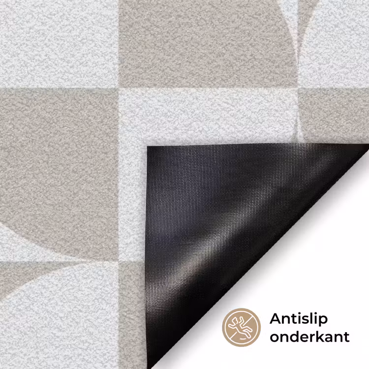 Lichtgrijs - Wit - Vierkant - Rond Deurmat klein 898 -antislip_NL