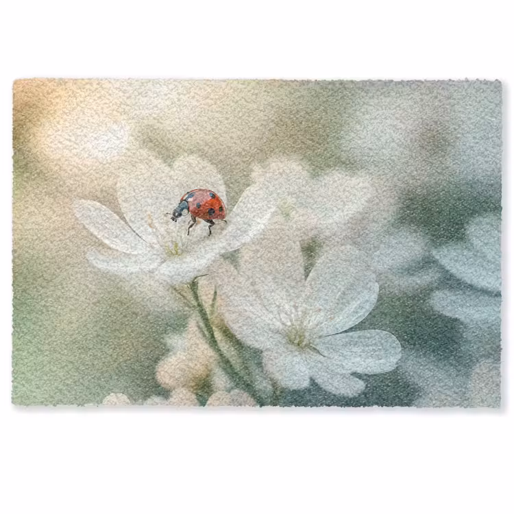 Lieveheersbeestje - Bloemen - Wit Deurmat klein -zkaufland3d