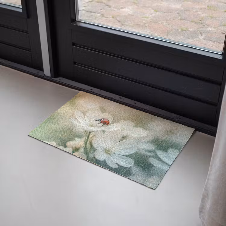 Lieveheersbeestje - Bloemen - Wit Deurmat klein -sfeer2