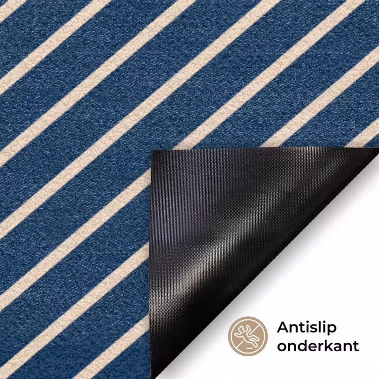 Lijnen - Abstract - Blauw - Wit - Minimalistisch Deurmat klein -antislip_NL