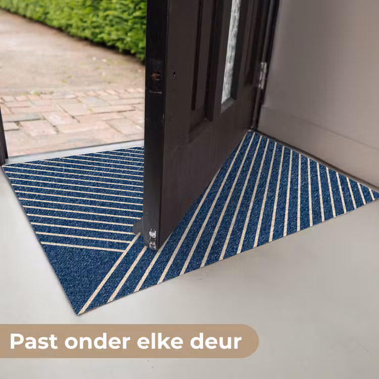 Lijnen - Abstract - Blauw - Wit - Minimalistisch Deurmat klein -USP_NL