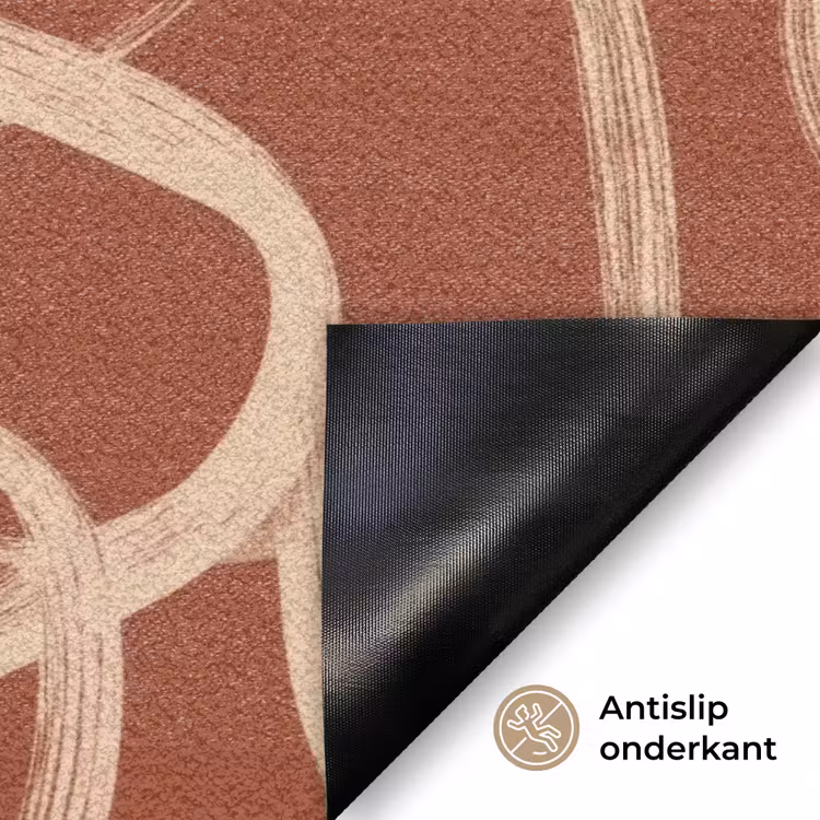 Lijnen - Abstract - Organisch - Terracotta - Crème Deurmat klein 898 -antislip_NL
