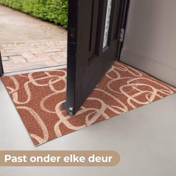 Lijnen - Abstract - Organisch - Terracotta - Crème Deurmat klein 898 -USP_NL