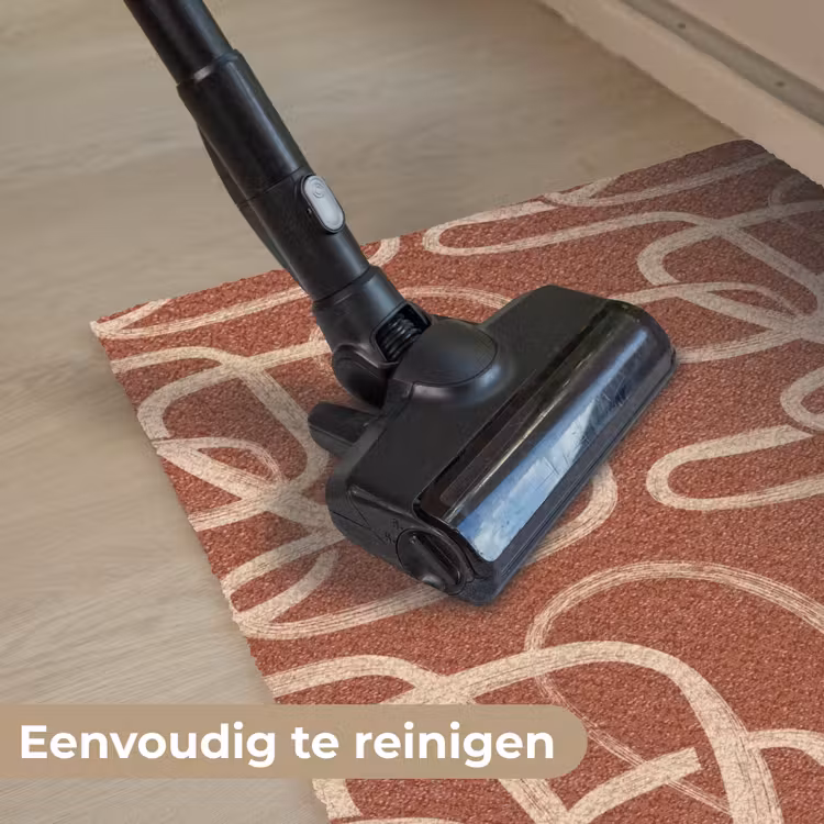 Lijnen - Abstract - Organisch - Terracotta - Crème Deurmat klein 898 -reinigen_NL