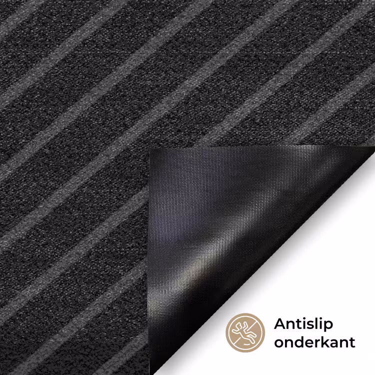 Lijnen - Abstract - Zwart - Grijs - Minimalistisch Deurmat klein -antislip_NL