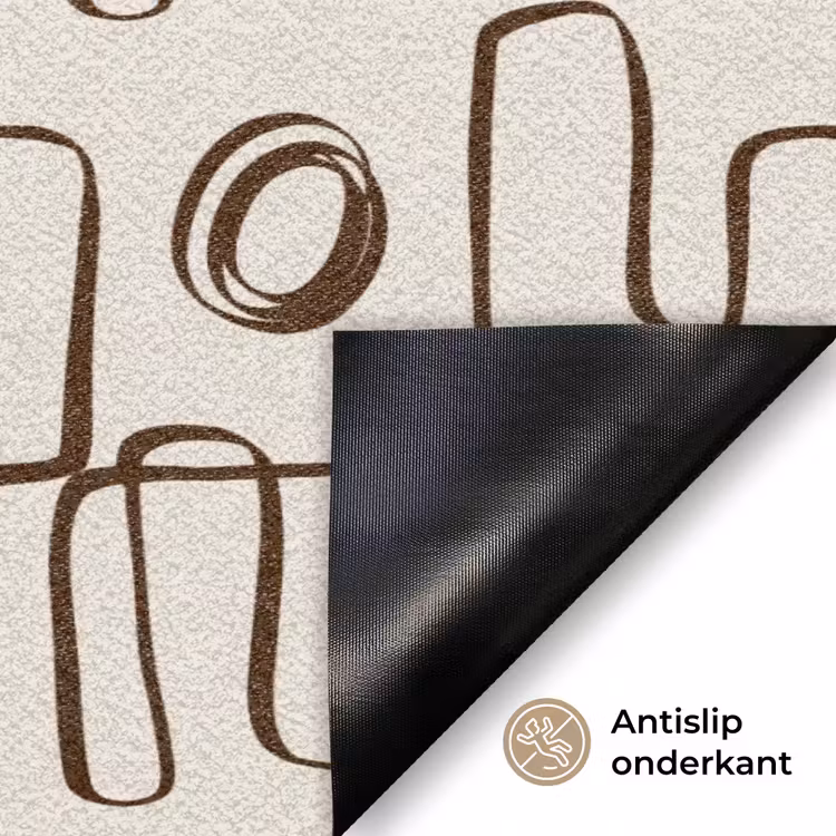 Lijnen - Beige - Patroon - Donkerbruin Deurmat klein 898 -antislip_NL