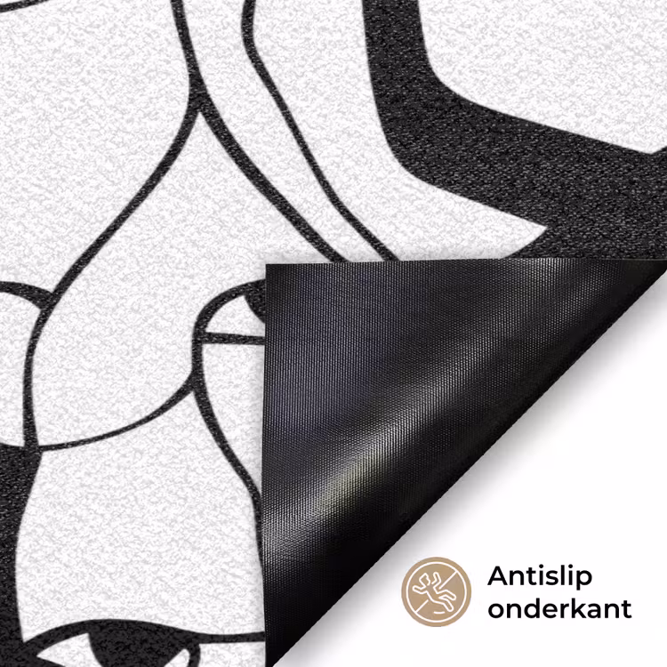 Lijnen - Gezichten - Zwart - Wit Deurmat klein 898 -antislip_NL