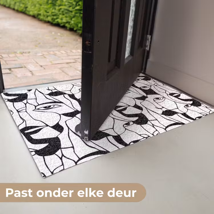 Lijnen - Gezichten - Zwart - Wit Deurmat klein 898 -USP_NL