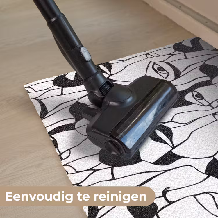Lijnen - Gezichten - Zwart - Wit Deurmat klein 898 -reinigen_NL