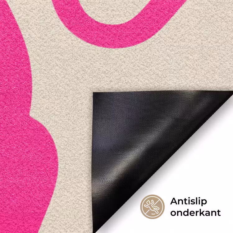 Lijnen - Roze - Beige - Abstract - Minimalistisch Deurmat klein -antislip_NL