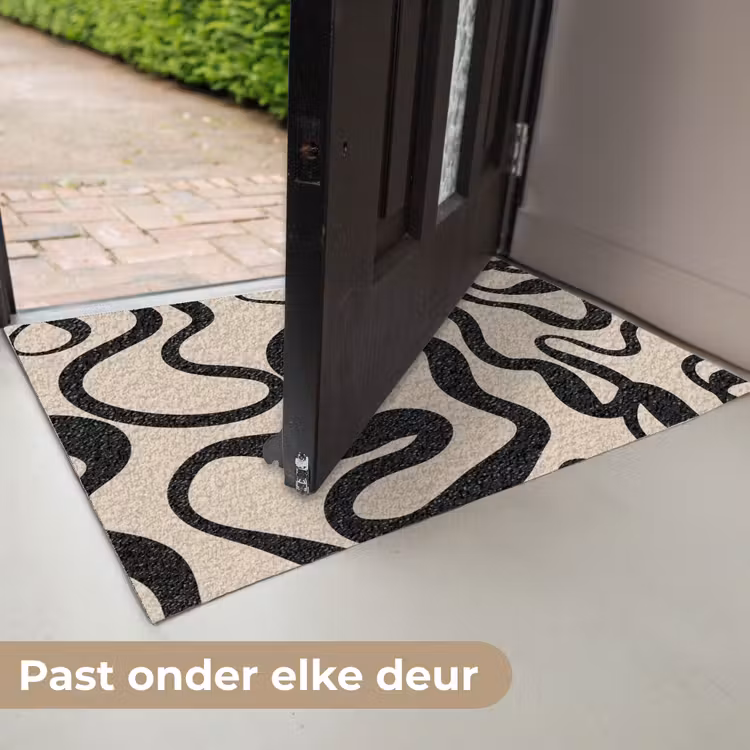Lijnen - Zwart - Beige - Abstract - Minimalistisch Deurmat klein -USP_NL