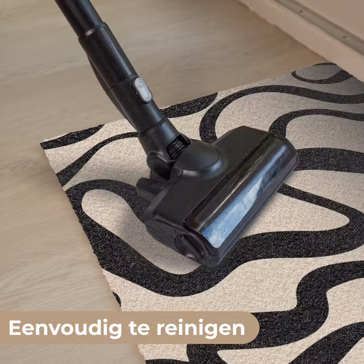 Lijnen - Zwart - Beige - Abstract - Minimalistisch Deurmat klein -reinigen_NL