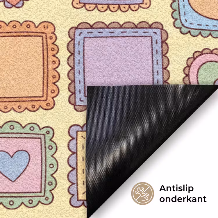 Lijst - Patroon - Hart - Speels - Kleurrijk Deurmat klein -antislip_NL