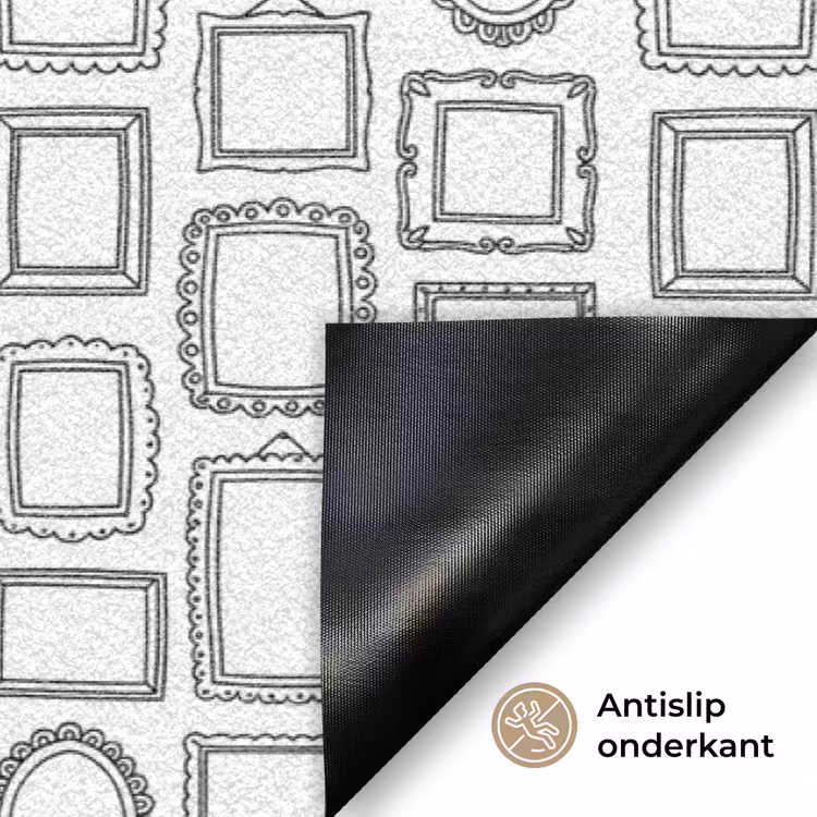 Lijsten - Patroon - Decoratie - Schets - Zwart-wit Deurmat klein -antislip_NL